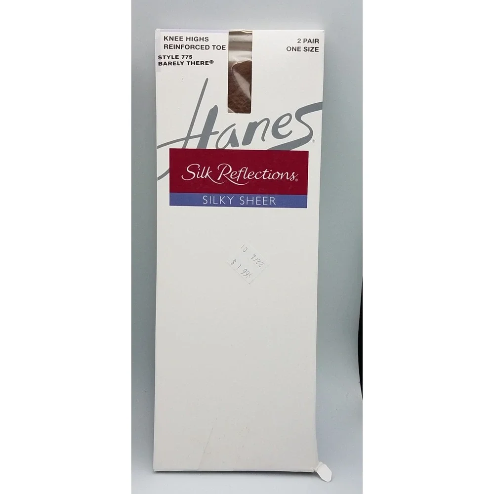 Hanes Silk Reflections Silky Sheer Knee Highs Reinforced Toe Barely There 2 Pair